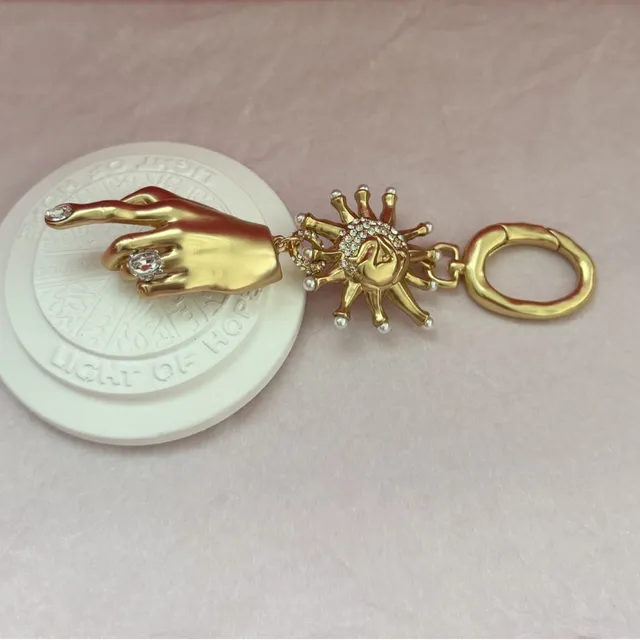 Gold White Metal Hand-Shaped Charm Bracelet