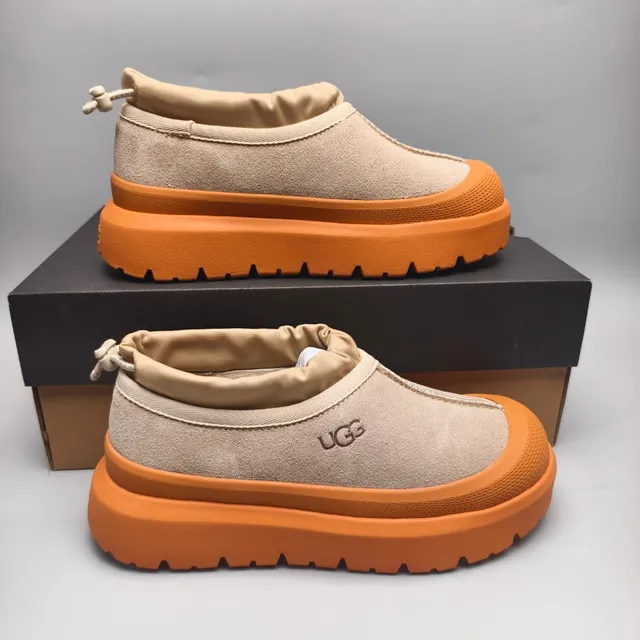 UGG Tasman Beige and Orange Platform Slip-On Sneakers