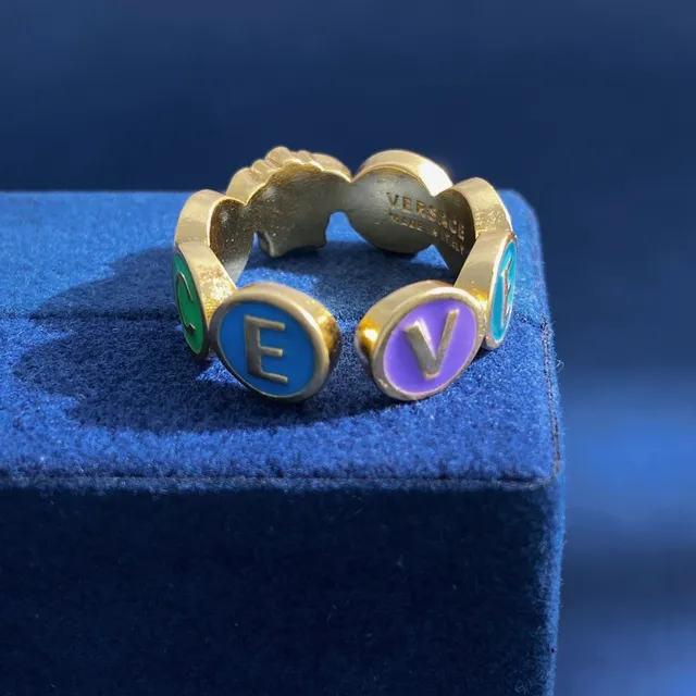 Versace Alphabet Medusa Head Enamel Letter Ring