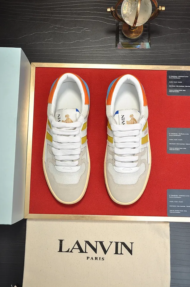 Lanvin Multicolor Striped Mixed-Material Cupsole Sneakers