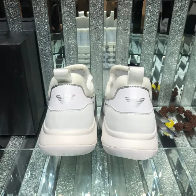 Giorgio Armani EA7 White and Silver-Gray Mesh Lifestyle Sneaker
