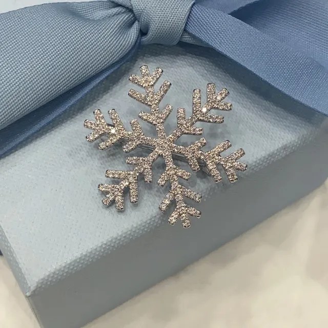 Snowflake Pavé-Set Clear Stone Brooch