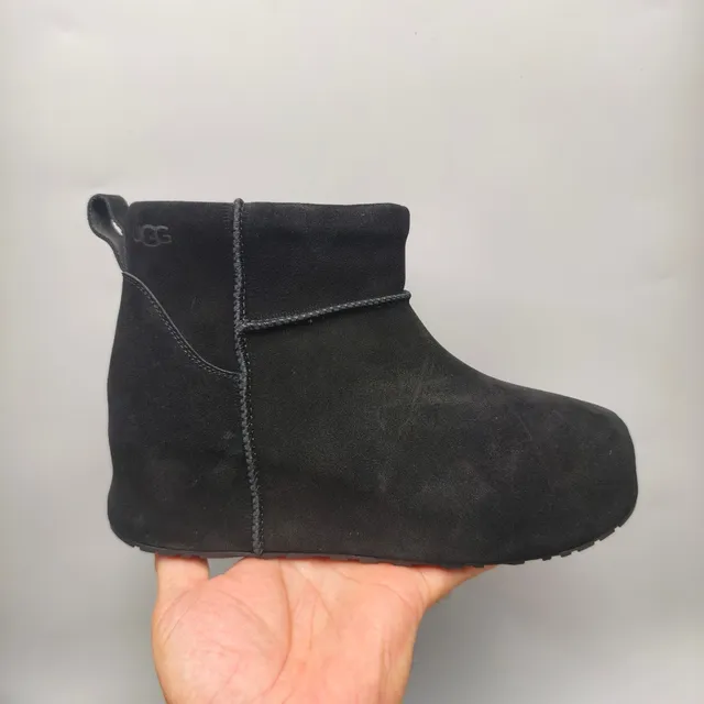 UGG Black Slip-On Folded Cuff Snow Boots
