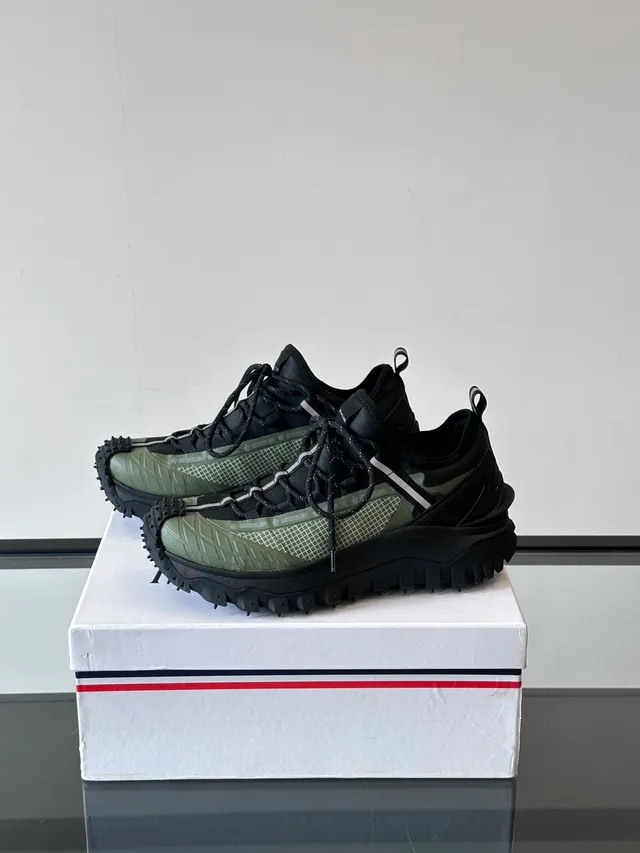 Thom Browne Black Army Green Rugged Lug Sole Mesh And Synthetic Overlay Lifestyle Sneakers