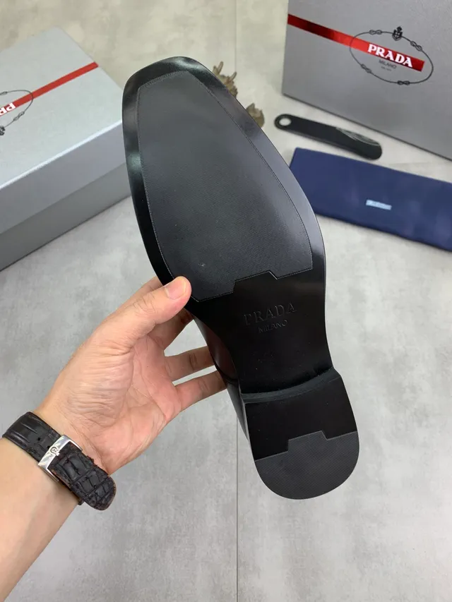 Prada Black Cap-Toe Welted Oxford Shoes