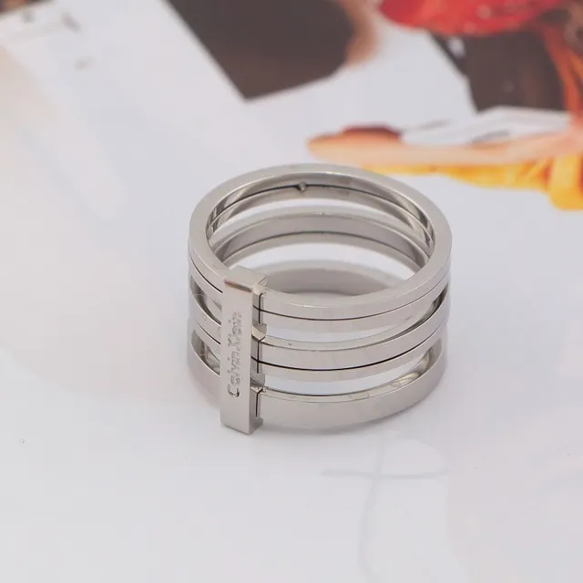 Calvin Klein Multi-Band Engraved Logo Ring