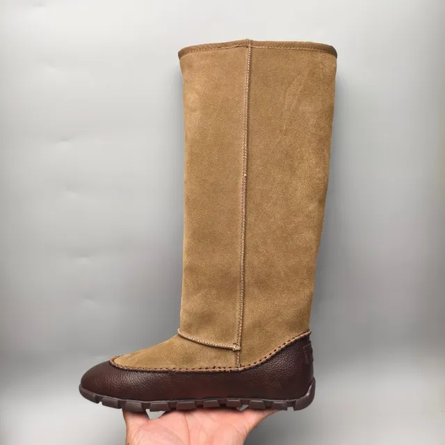 Tan and Brown Suede Two-Tone Knee Boot
