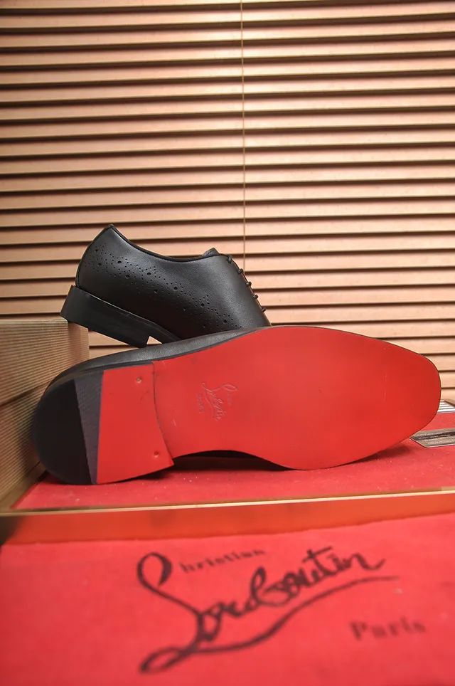 Christian Louboutin Black Red Leather Full Perforations Brogue