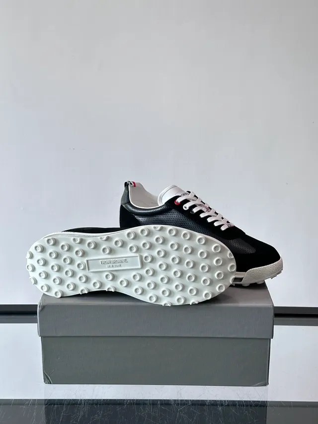 Thom Browne Black Perforated Air-Cushioned Sneaker