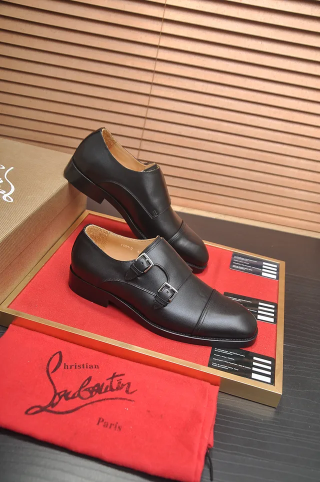 Christian Louboutin Double Monk Strap Black Red Cap Toe Monk Shoes