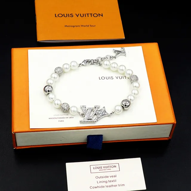 Louis Vuitton Pearl and Pavé LV Monogram Crown Bracelet