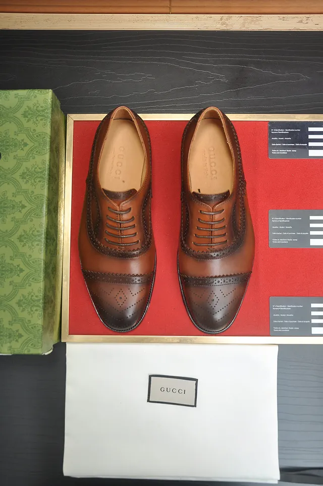 Gucci Brown Black Cap-Toe Brogue
