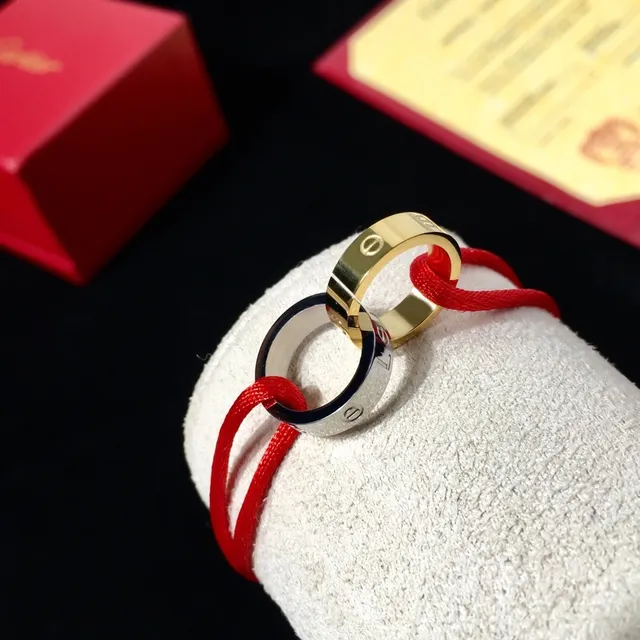 Cartier Love Silver Red Interlocking Screw-Motif Ring