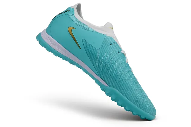 Nike Blue Gold Knit Upper Low-Cut Collar Turf Soccer Shoes