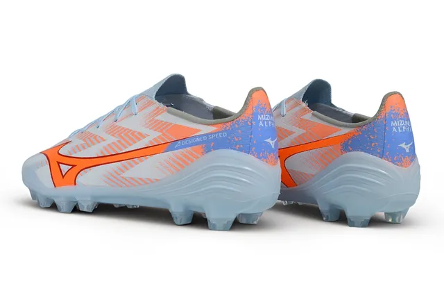 Mizuno Blue Orange Low-Cut Synthetic Upper Geometric Overlay Pattern Firm-Ground Soccer Shoes