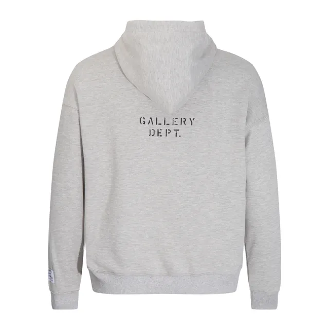 Gallery Dept Black Gray Minimalist Text Print Standard Fit Hoodie