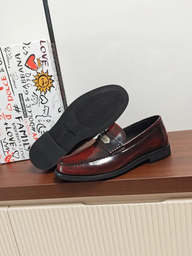 Dolce & Gabbana Burgundy Patent Penny Loafer
