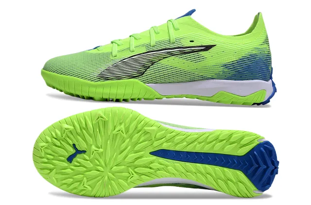 Puma Future Z Green Blue Knit Upper Molded Turf Outsole Sneakers
