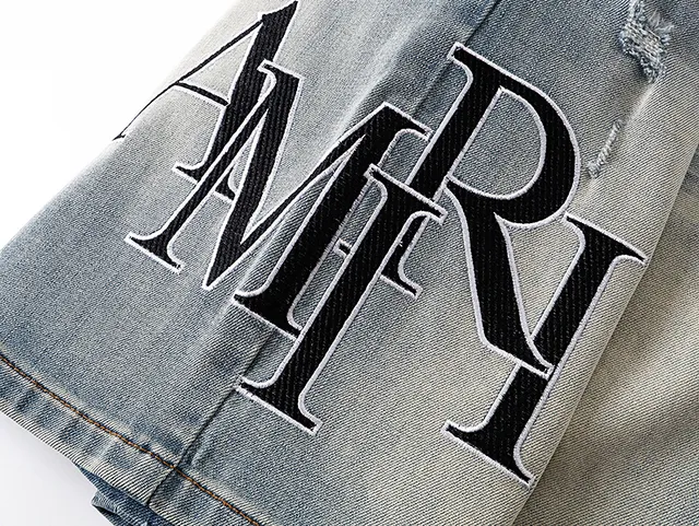 Blue Black Light-Wash Distressed Denim Mid-Thigh Length Shorts