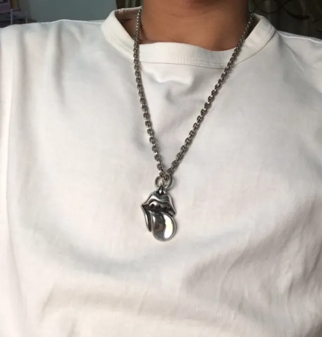 Chrome Hearts Rolling Stones Tongue Pendant Necklace