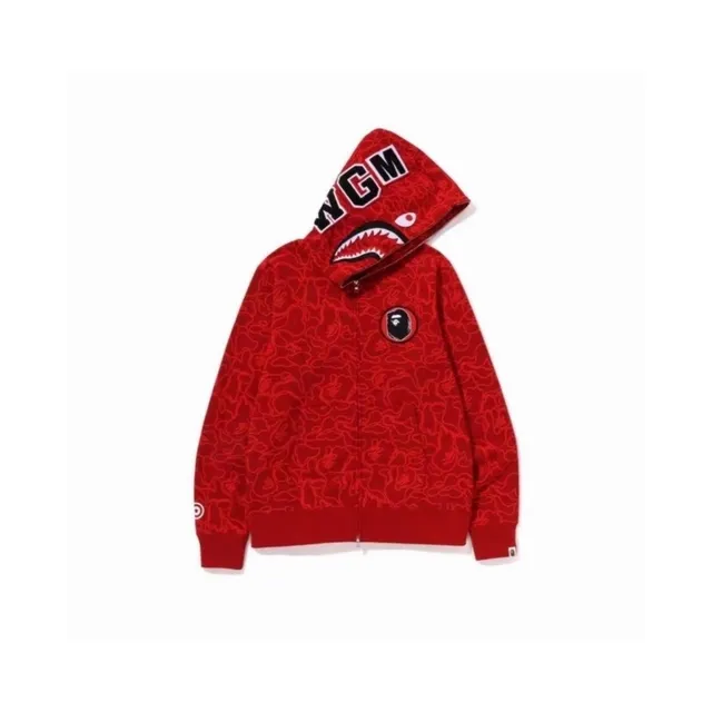 A Bathing Ape Shark Red Navy Full-Zip Hood Hoodie