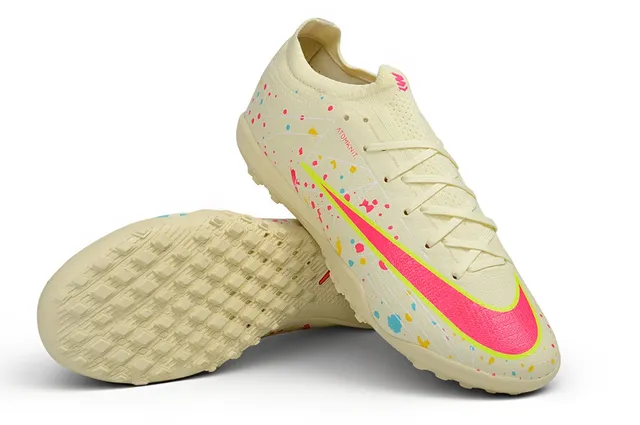 Nike Beige Multicolor Atomknit Knit Upper Splatter-Print Graphic Design Turf Soccer Shoes