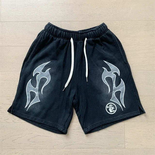 Tribal Flame Graphic Drawstring Shorts