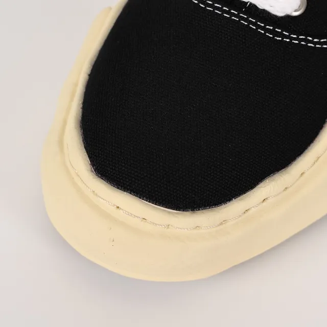 MMY Black Beige Canvas Upper Sculpted Cream Midsole Sneakers