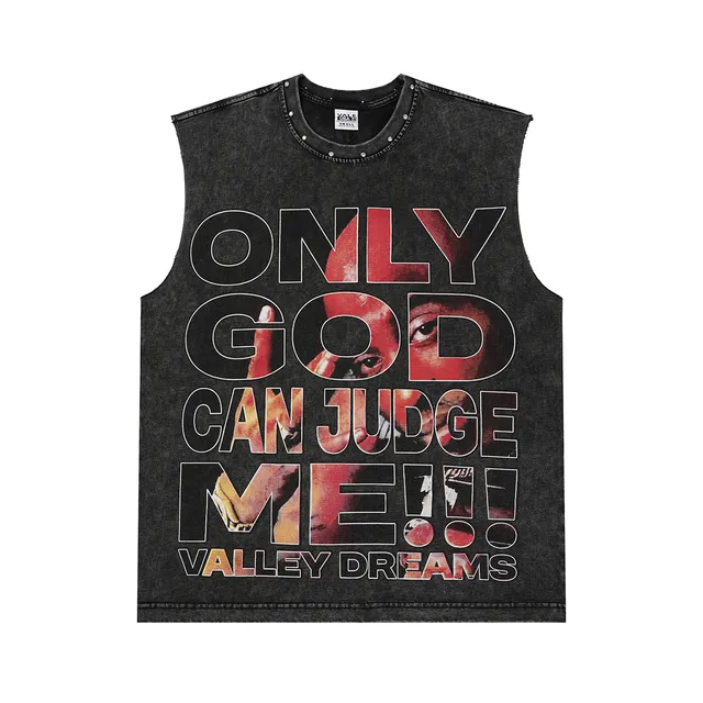 Army Green Black Sleeveless Graphic-Print Vest Top