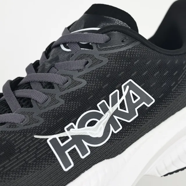 Hoka Black White Engineered Knit Upper Thick Midsole Running Shoes