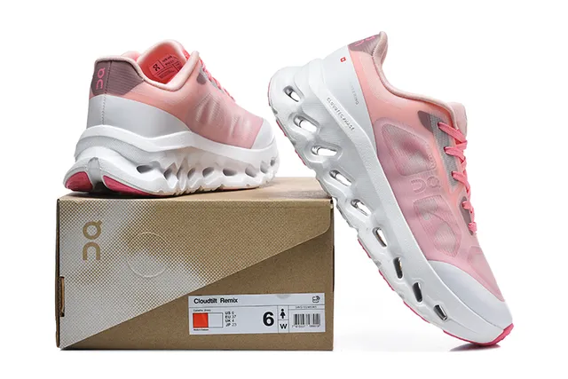 On Black White Engineered Mesh Upper Open Hexagonal CloudTec Pods Running Shoes