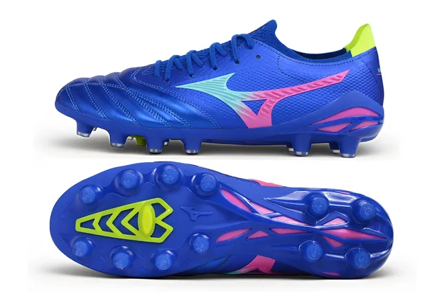 Mizuno Blue Multicolor Quilted Synthetic Leather Mesh Paneling Firm-Ground Soccer Shoes