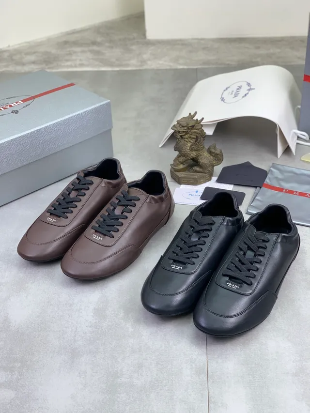 Prada Brown Leather Lace-Up Casual Shoe