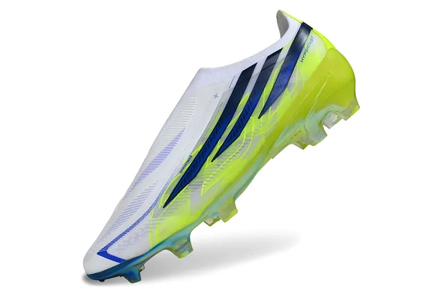 Adidas Yellow Blue Low-Cut Sock-Fit Upper Iridescent Transparent Outsole Firm-Ground Soccer Shoes