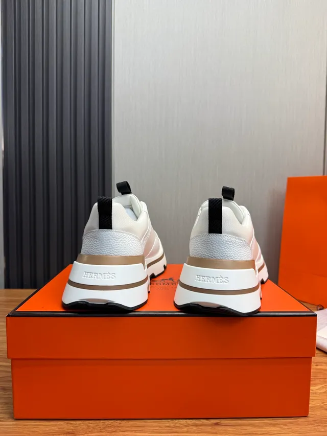 Hermès White and Tan Lifestyle Sneaker