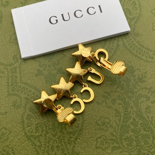 Gucci Star Crystal Gold-Tone Clip-On Earrings