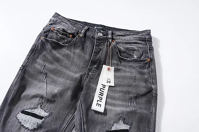 Purple Brand Distressed Slim-Fit Washed Gray Jeans