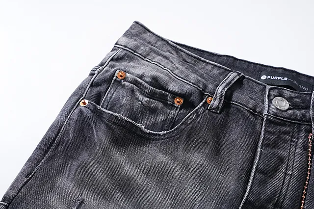 Purple Brand Distressed Slim-Fit Washed Gray Jeans