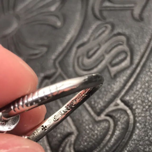 Chrome Hearts Cross Cap Silver Polished Engraved Floral Ring