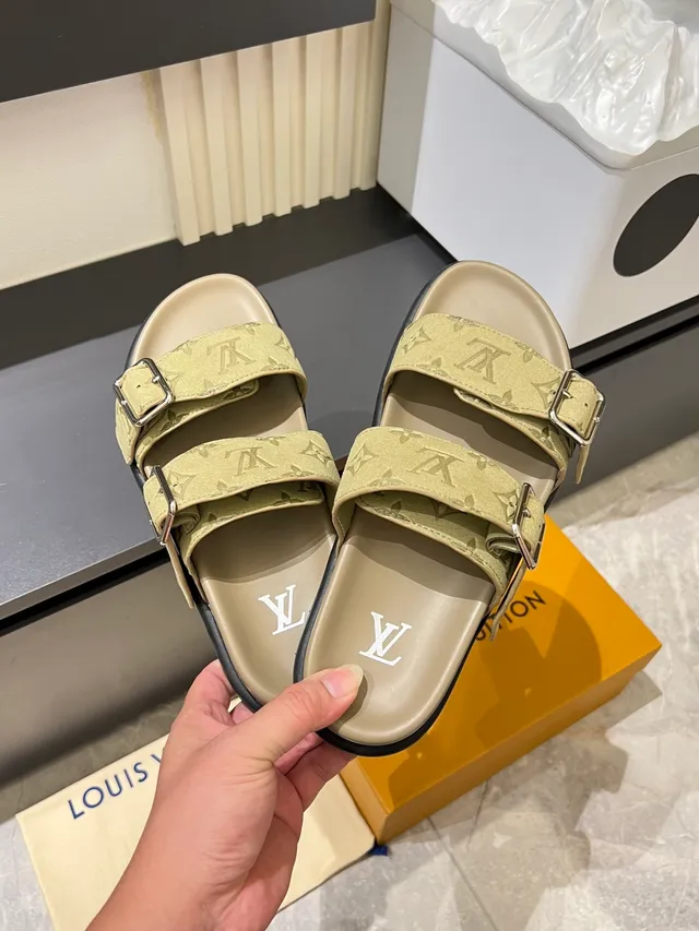 Louis Vuitton Slide Monogram Double-Strap Casual Sandals