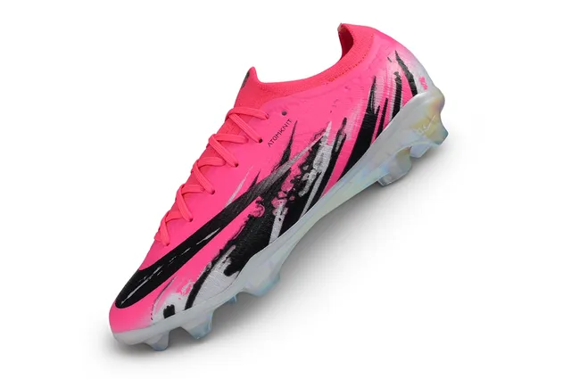 Nike Pink Black Flyknit Upper Iridescent Translucent Sole Firm-Ground Soccer Shoes