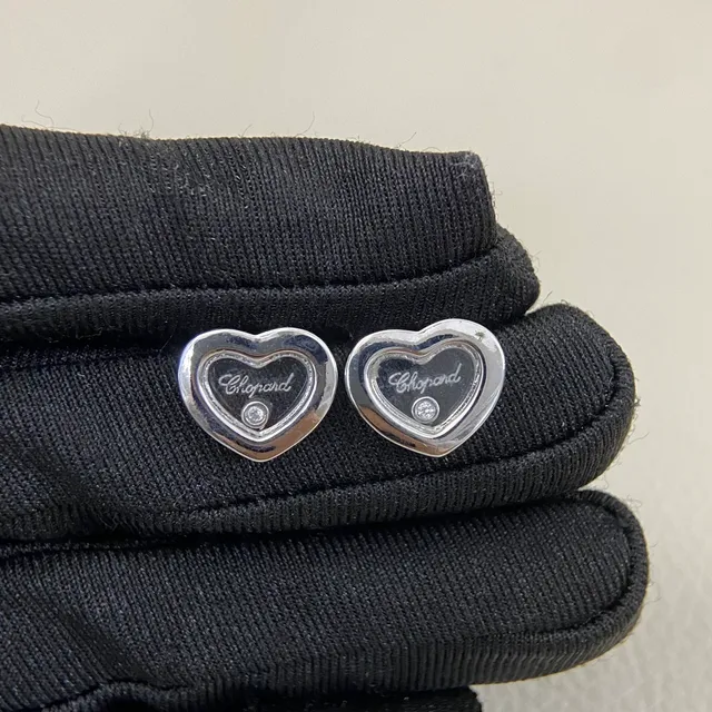 Chopard Happy Hearts Heart-Shaped Enamel and Diamond Stud Earrings