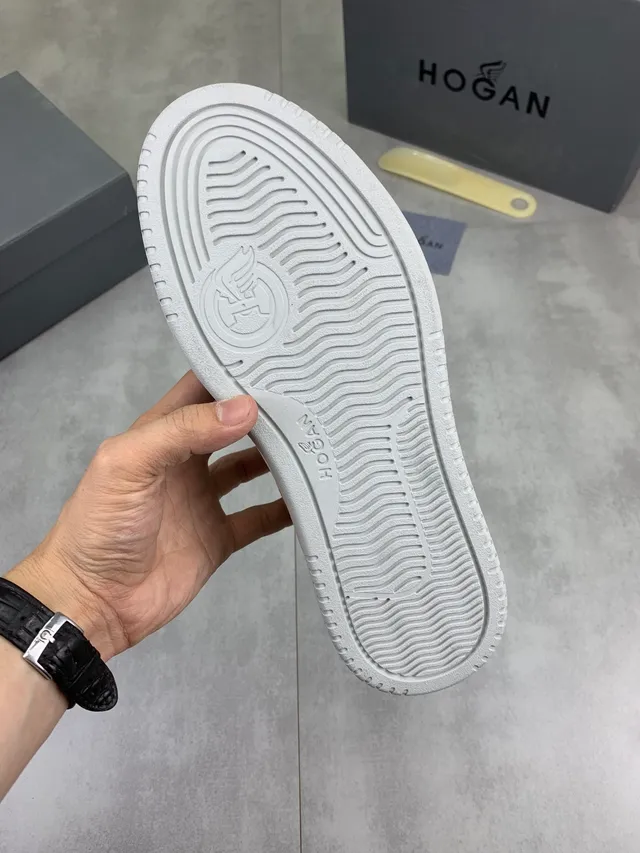 Hogan White Gray Low-Top Suede-Leather Panelled Lifestyle Sneakers