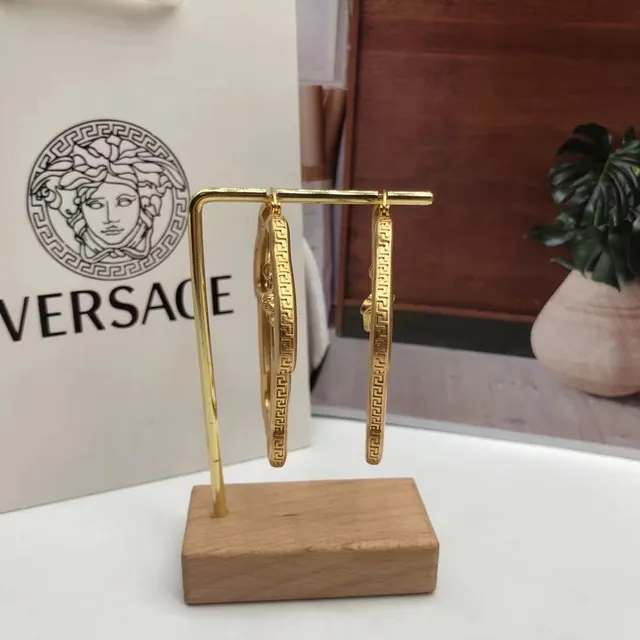 Versace Medusa Hoop Gold Irregular-Shaped Dangling Charm Earrings