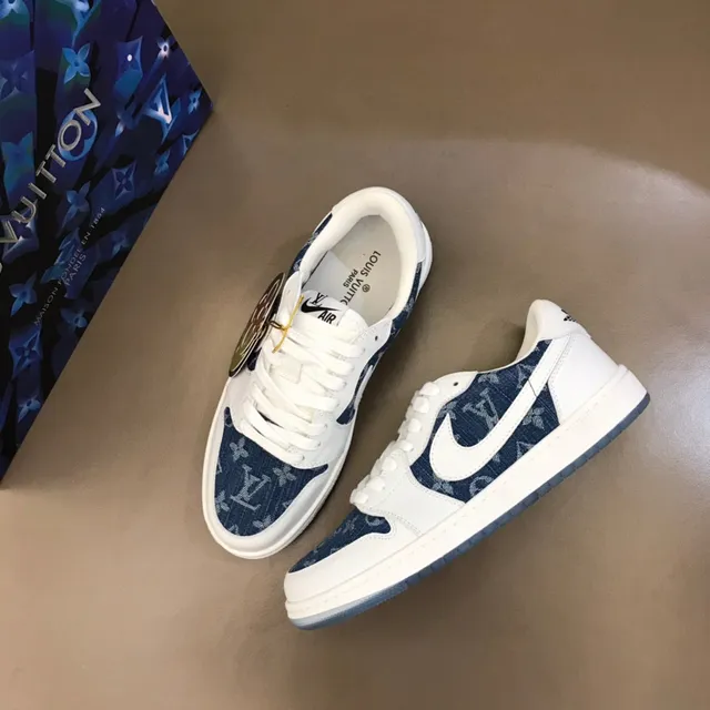 Nike Air Jordan 1 Low Denim-Print White Lifestyle Sneakers