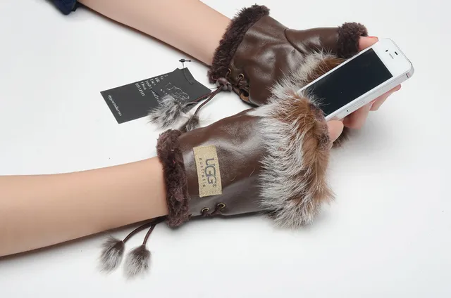 UGG Fur-Trimmed Leather Pouch Bucket Bag