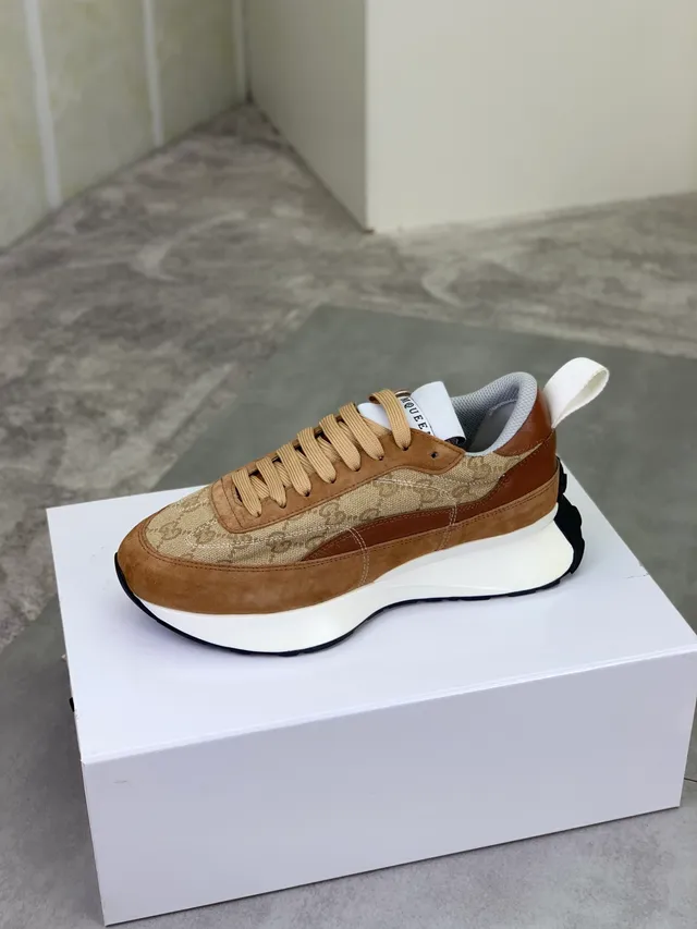 Alexander McQueen Oversized Sneaker Beige Brown Platform Jacquard GG Monogram Chunky Sneakers