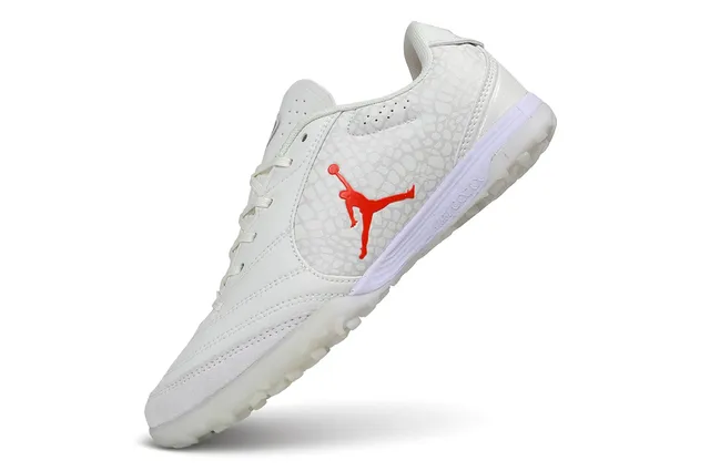Air Jordan Turf Low-Top White and Red Turf Soccer Shoes