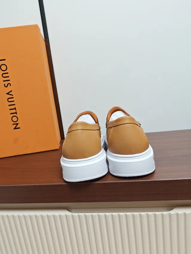 Louis Vuitton Beige White Monogram-Embossed Pebbled Leather Metal Bit Accent Loafer
