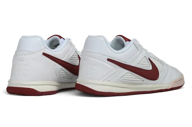 Nike Tiempo Indoor White and Burgundy Indoor Soccer Shoes